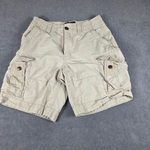 Hurley Cargo Shorts Mens 32 Khaki Good 100% Cotton Utility Multi-Pocket